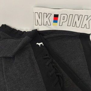 Pink Victoria's Secret Yoga Laced Ankle Black Large dog high waist logo white